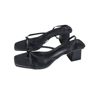H&M Black Chunky Block Heel Sandals, Size 38, US 7